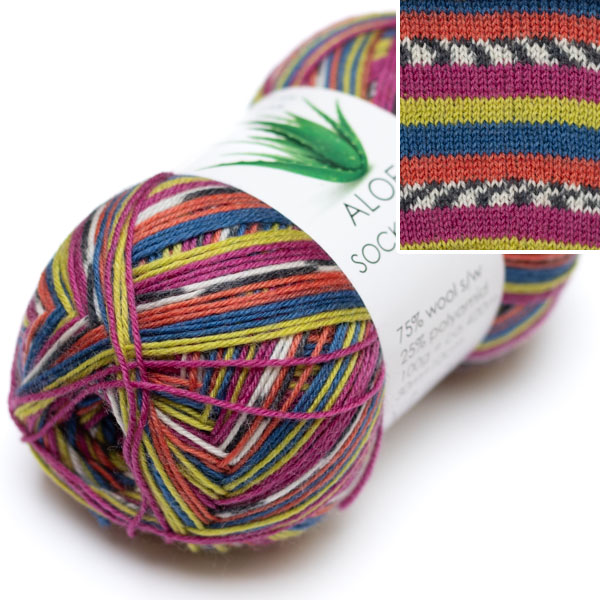 Aloe Sockwool Print 100g 1273 Hjertegarn
