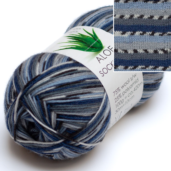 Aloe Sockwool print 100g 5010 Hjertegarn