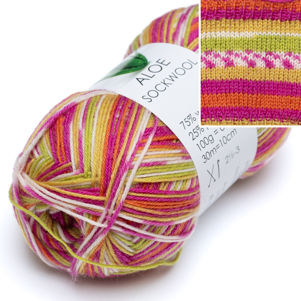 Aloe Sockwool print 100g 5017 Hjertegarn