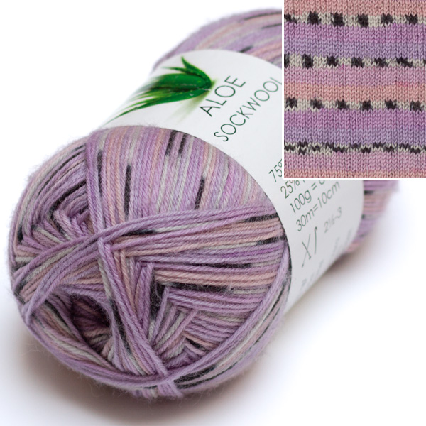 Aloe Sockwool print 100g 5050 Hjertegarn