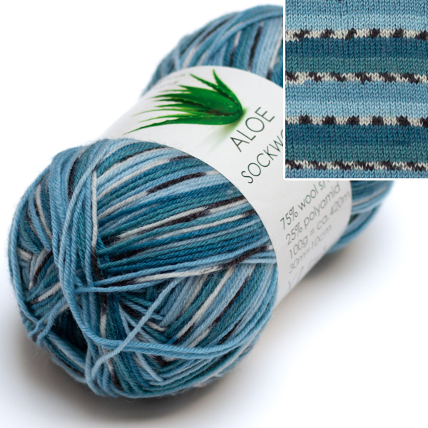 Aloe Sockwool print 100g 5090 Hjertegarn