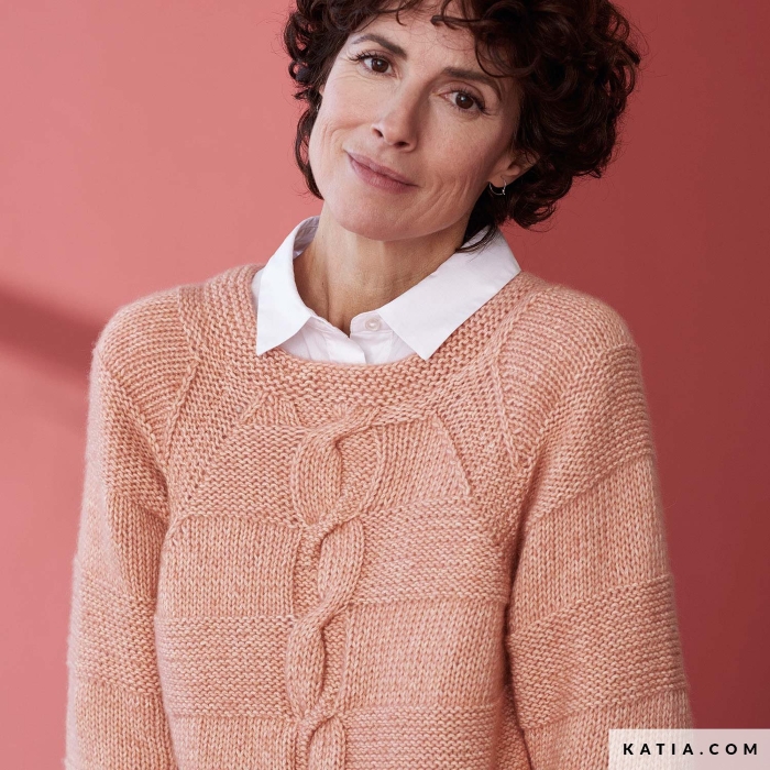 Naisen palmikkoraglanpusero | Cotton-Merino