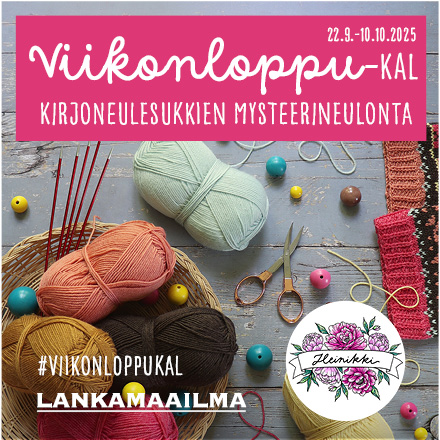 Viikonloppu-KAL 22.9.-10.10.2025
Kirjoneulesukkien mysteerineulonta
