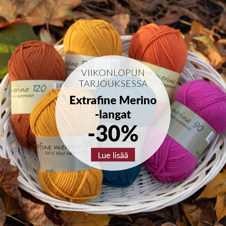 Viikonloppuna Extrafine Merino -langat -30%
Lue lisää