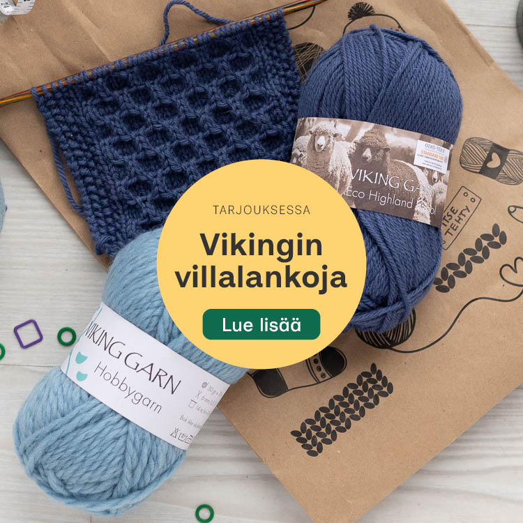 Sinisävyisiä Hobbygarn- ja Eco Highland Wool -villalankoja
Teksti: Tarjouksessa Vikingin villalankoja
Lue lisää