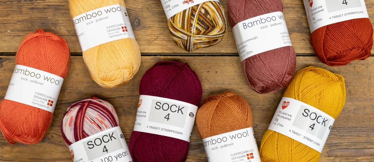 Hjerte Sock 4 ja Bamboo Wool -langat