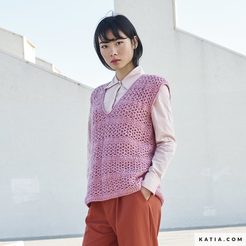 [Y7340408] Naisen virkattu liivi | Katia CMF-05 ohje