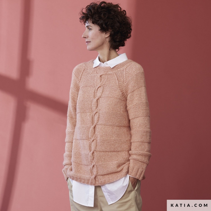 [Y7340411] Naisen palmikkoraglanpusero | Katia CPT-206 ohje