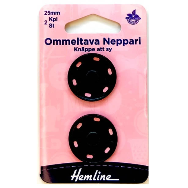 [FGHL42125] Neppari ommeltava 25mm musta Hemline