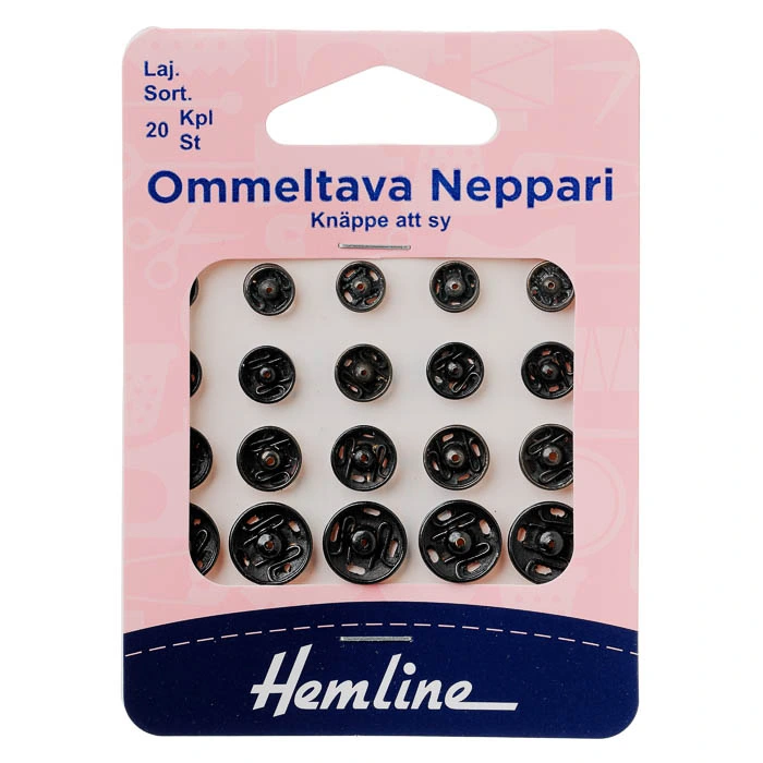 Neppari ommeltava lajitelma 20 kpl musta Hemline