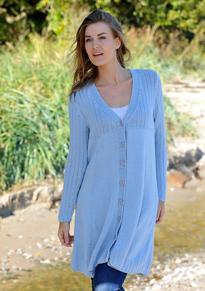 [Y7340341] Pitkä A-linjainen neuletakki  | Hjertegarn 313069 ohje