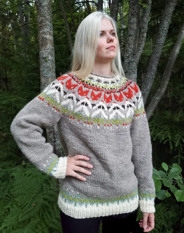 [Y7340084] Kettumetsä-villapaita | Lankamaailma / Merja Palin ohje