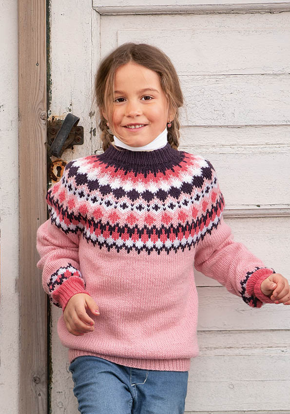 [Y7360058] Lapsen Nellik kirjoneulepusero | Viking Garn 2115-1 ohje