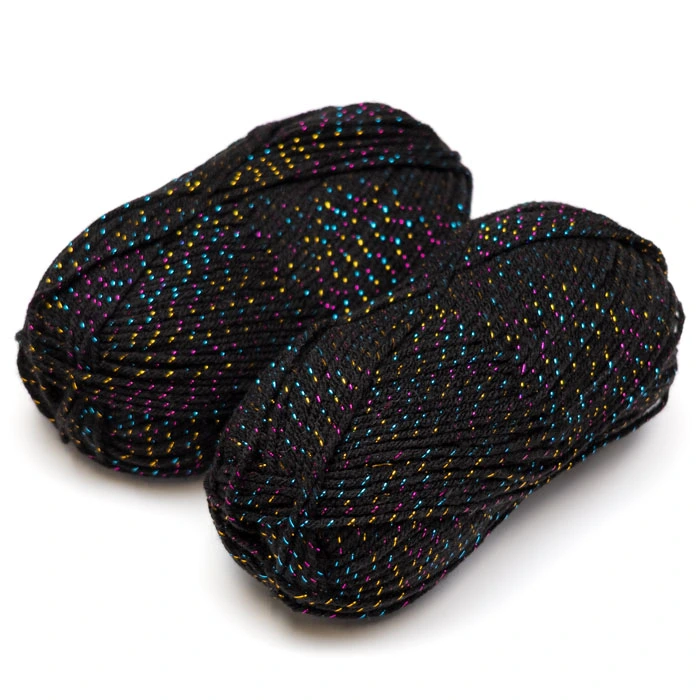 Akrylgarn Glitter 50g musta-moniväri